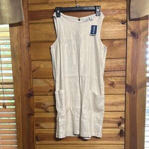 HALSTON White Sleeveless Dress with Pockets